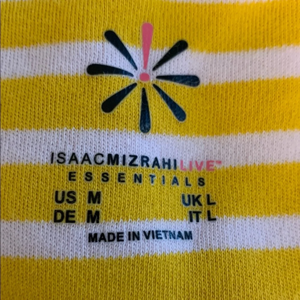 Isaac Mizrahi Essential Yarn Dye Stripe 3/4 Sleeve Top Size Medium Yellow Pink - Picture 6 of 7